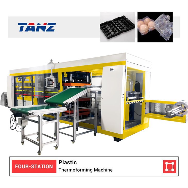 Plastic Vacuum Forming Machine Four Workstations Positive And Negative Pressure